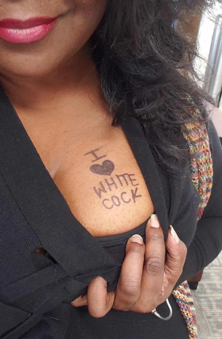 Your wife's new tattoo, black cuck. Do you like it? ‍❤️‍‍