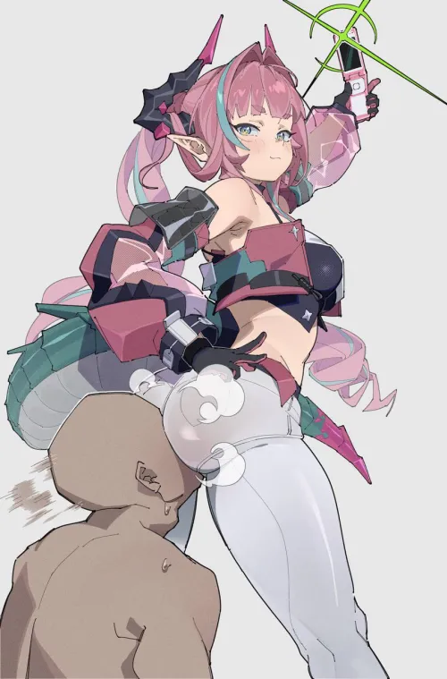 Yvonne Sticking It in His Face for a Selfie [Arknights]