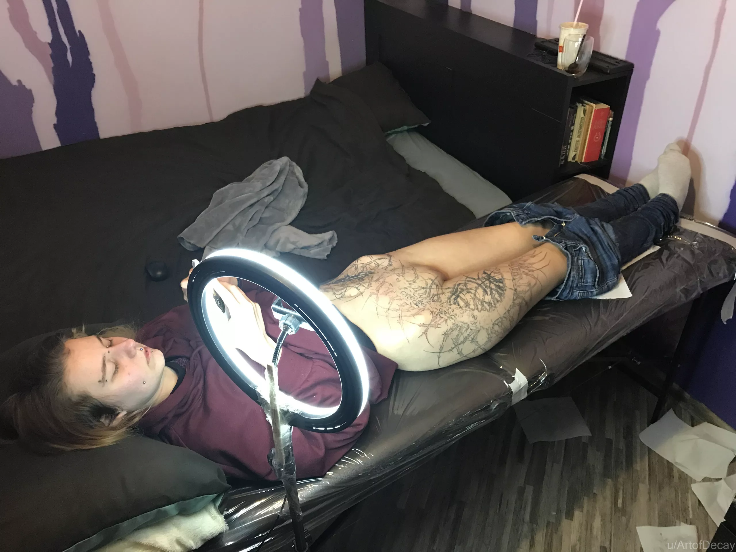 Big centipede tattoo in progress