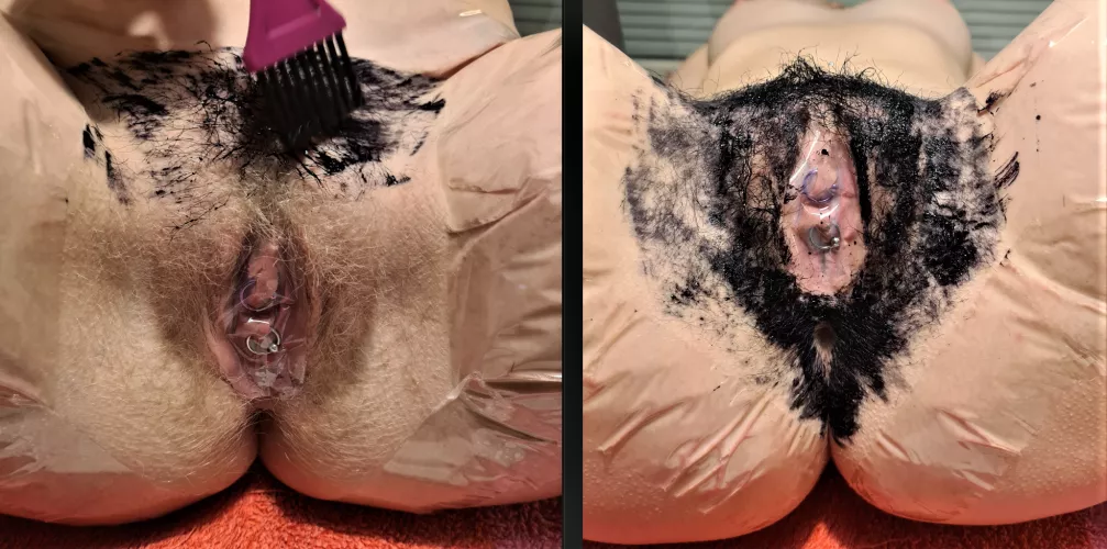 Dying my blonde pussyhair to black