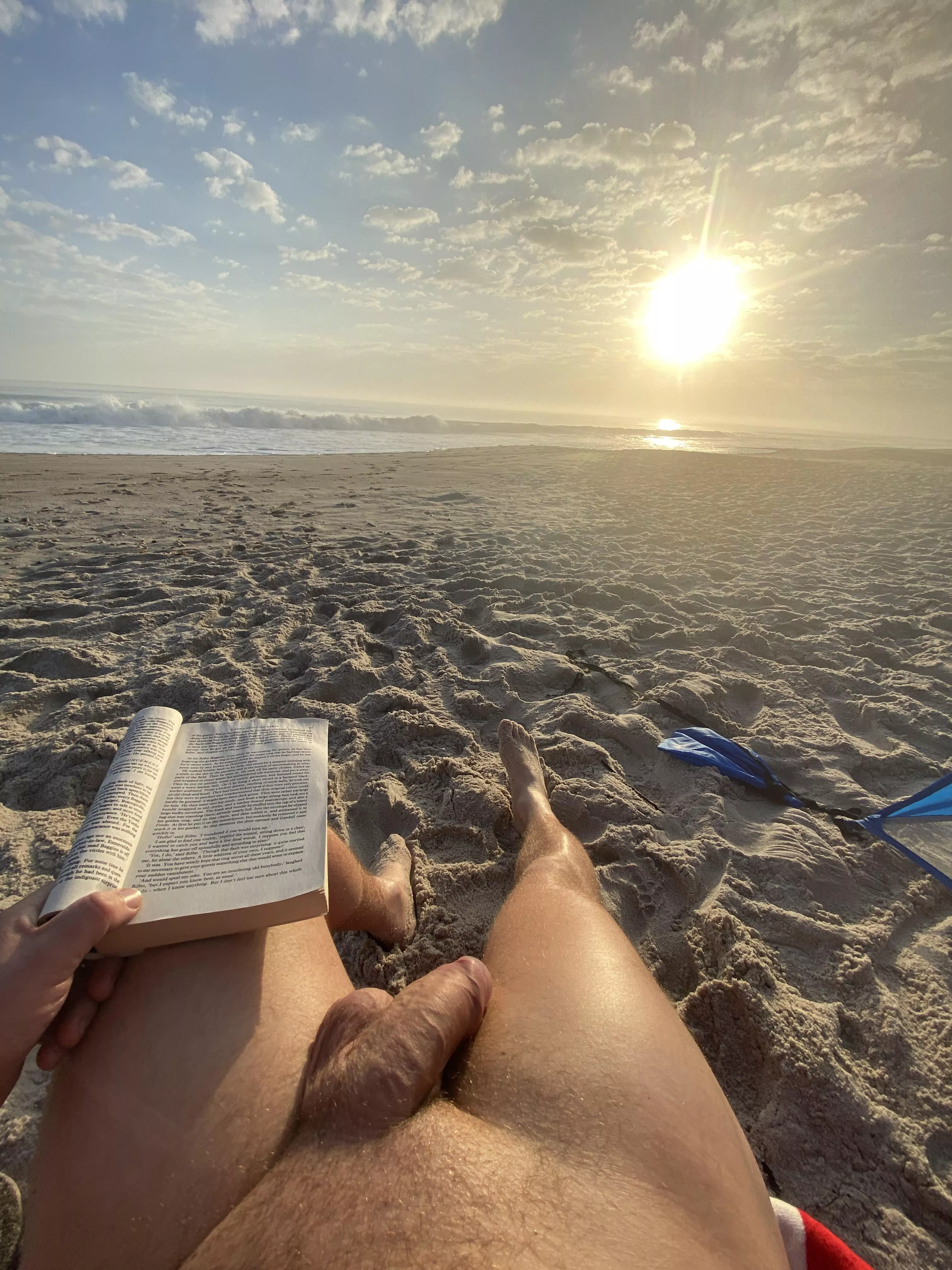 Good book, good sunrise and no clothes. Great morning at the beach today