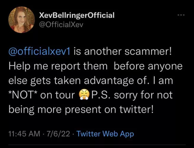 Help Xev report these FAKE account and these scammers. Links below on FAKE accounts