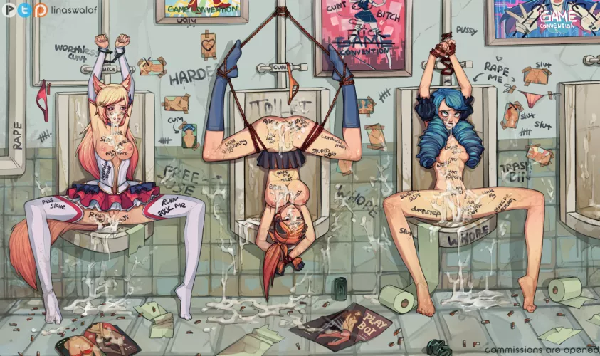 ladies hanging around the men's room is fun for almost everyone (linaswalaf)