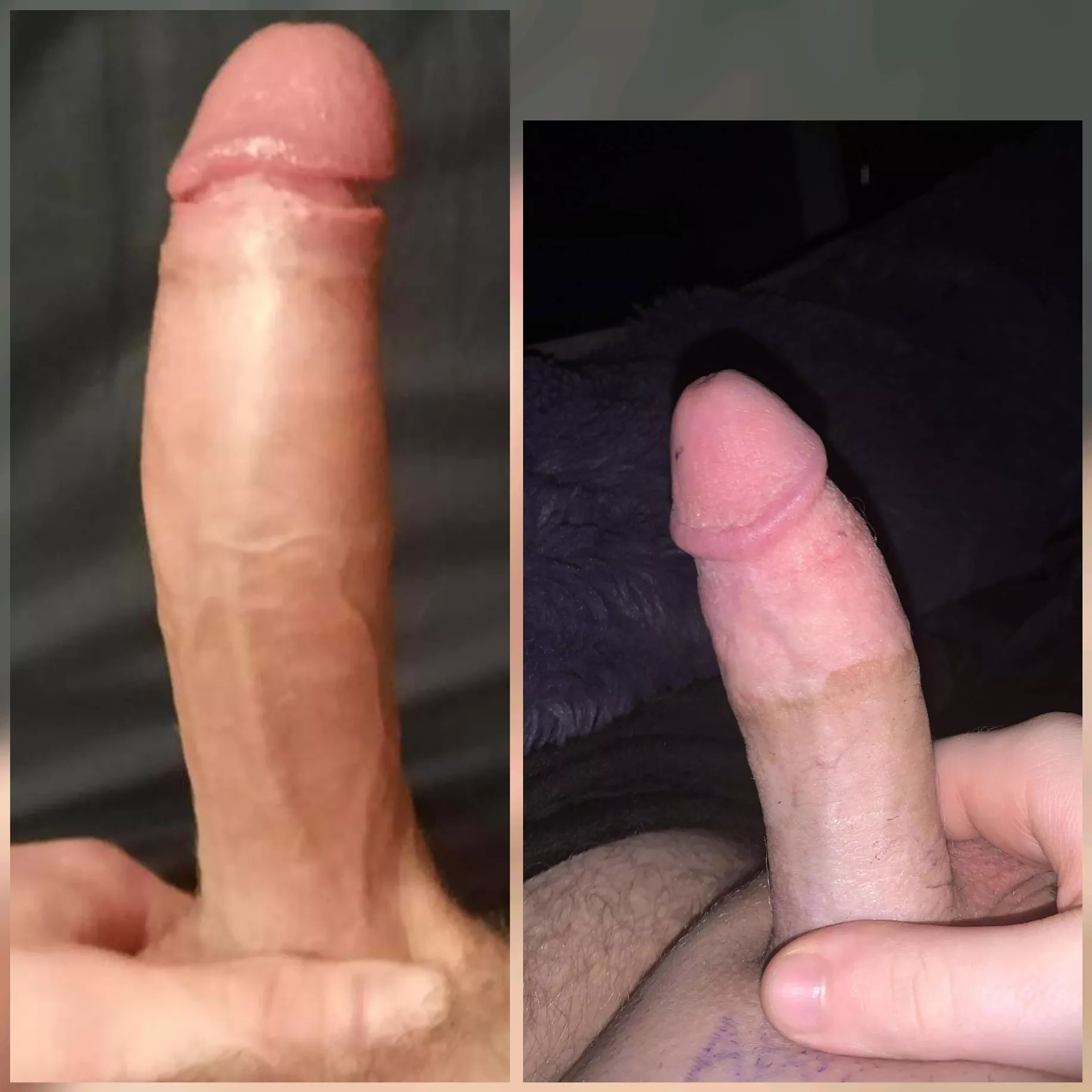 Me(left) vs. u/Puzzleheaded-Wing105 compared 😁 He thinks his dick is pathetic in comparison, what do you think? 😆