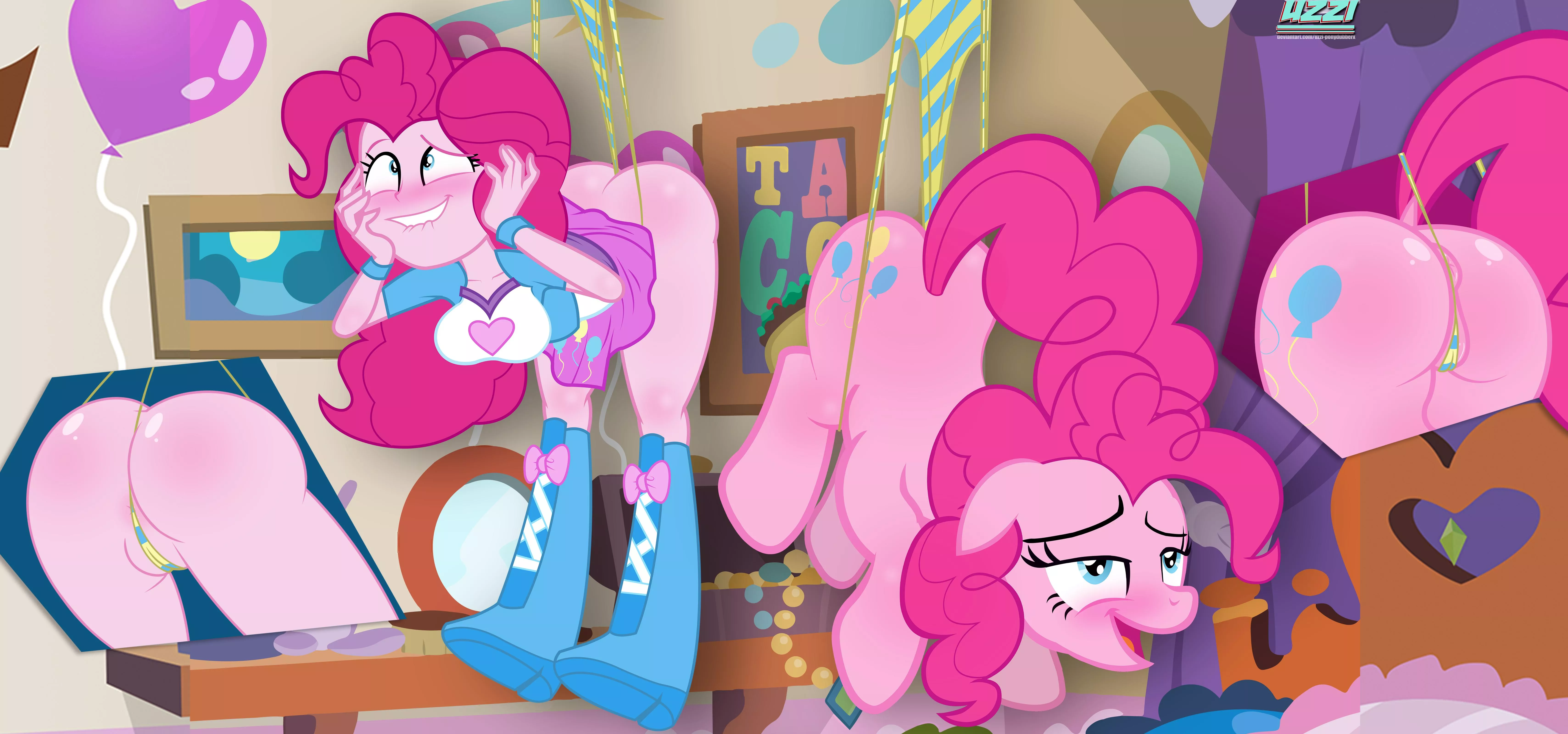 Pinkie Pie and Pinkie Pie get wedgies for their birthday (Uzzi)