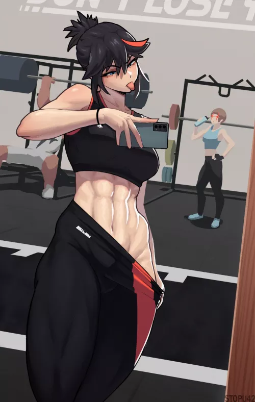Ryuuko selfie at the gym (By stopu) [kill la kill]