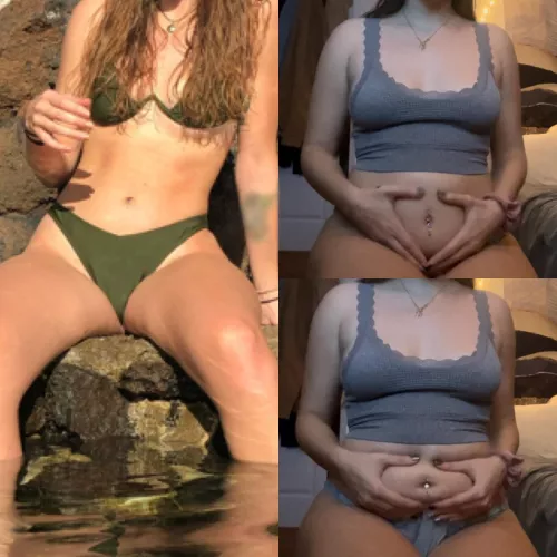 Such a nice toned tummy when sitting before and now my belly hangs over my panties 🤷🏻‍♀️