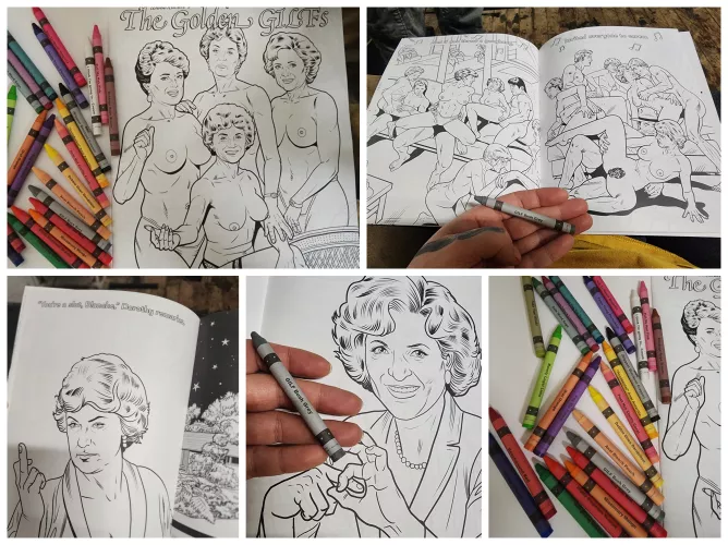 This NSFW Golden Girls Coloring Book I Was Given (Peep those crayon names!)