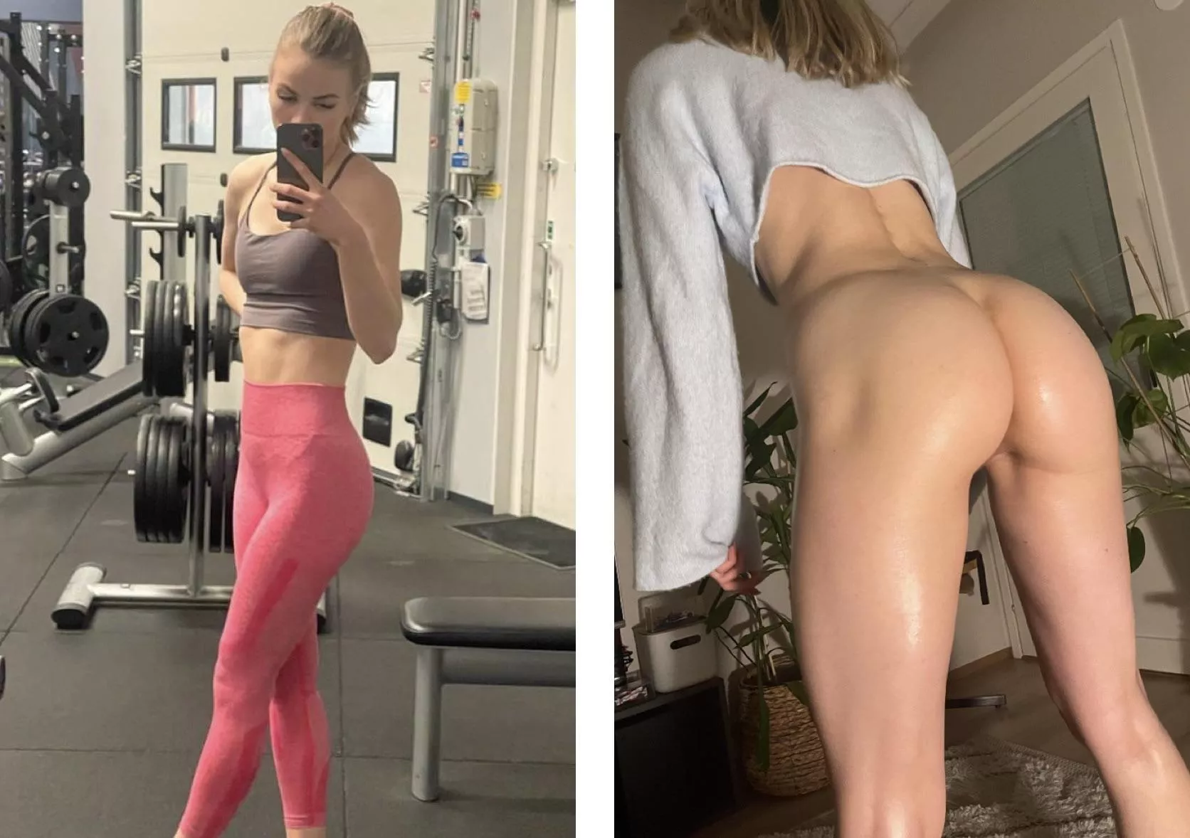 Before and after yoga class