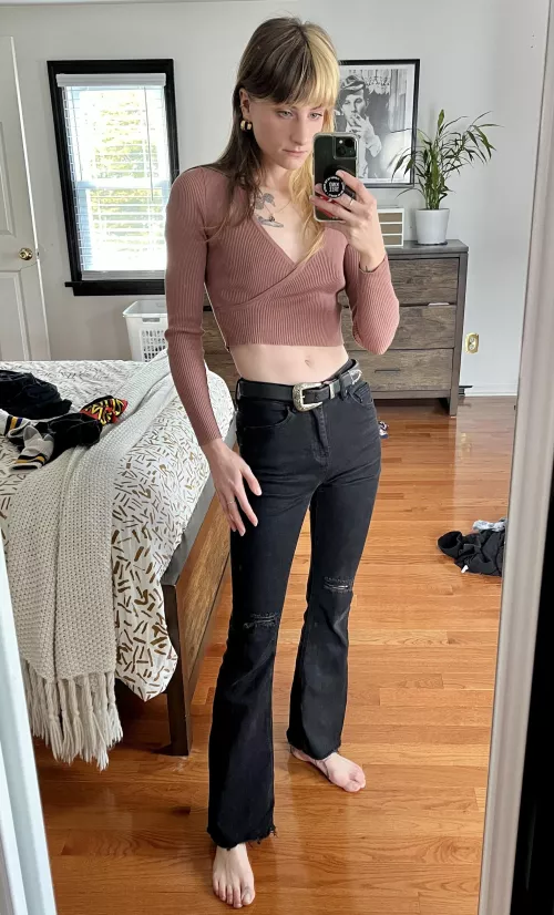 Black bellbottom jeans