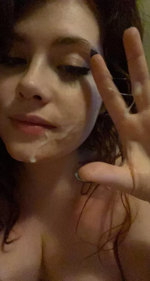 Cumshot on her face
