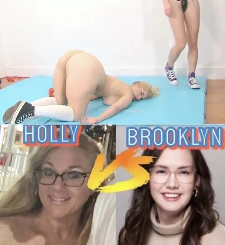 Holly knocked unconcious by Brooklyn with her helpless ass sticking up in the air