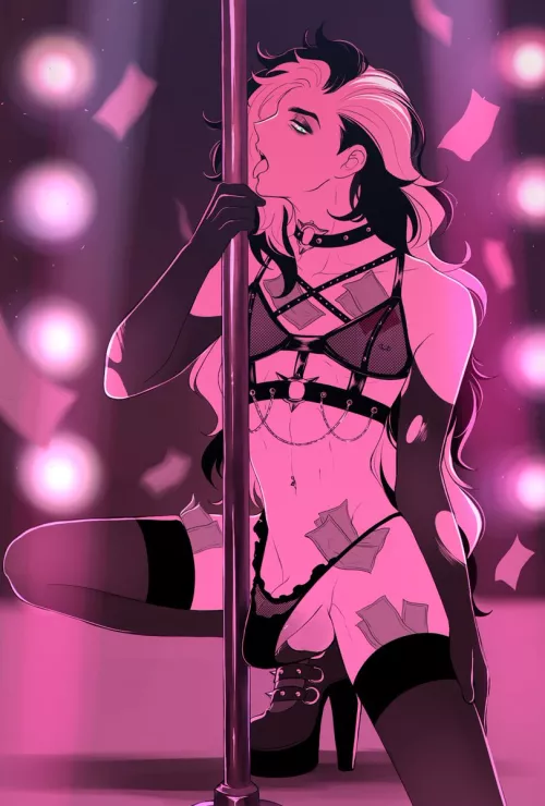 I got a job at the trashiest strip club in town. between this and money making hooking, I should be able to pay back all the dealers I owe. I just hope nobody finds out I'm fucking like, all of the customers in the private dance room...