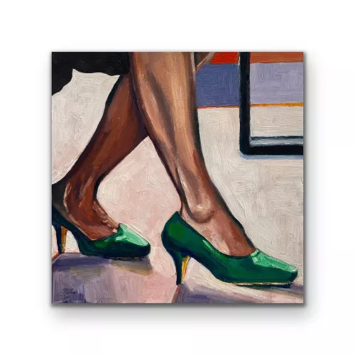 Just finished up this oil painting. There’s something about green heels! 12”x12 oil on canvas