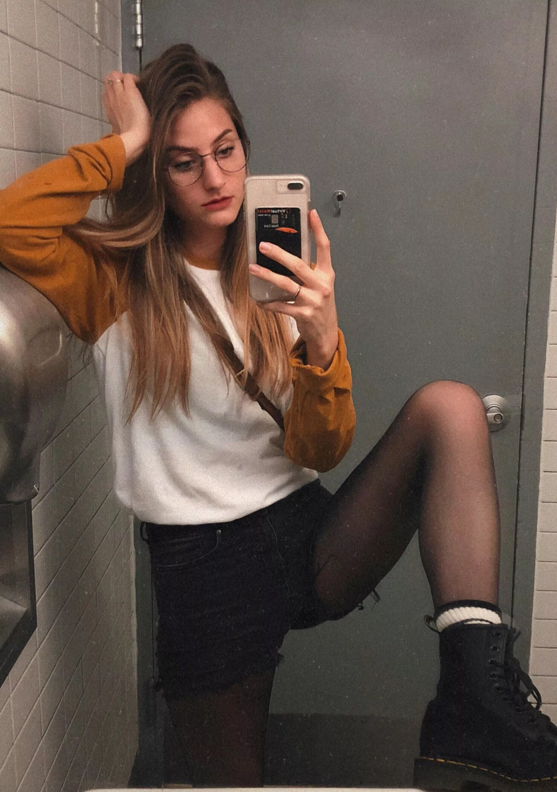 Tight black shorts from the front