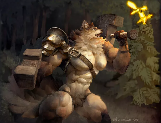 Wolf with hammers 🐺 (Art by me @femurslemurs)