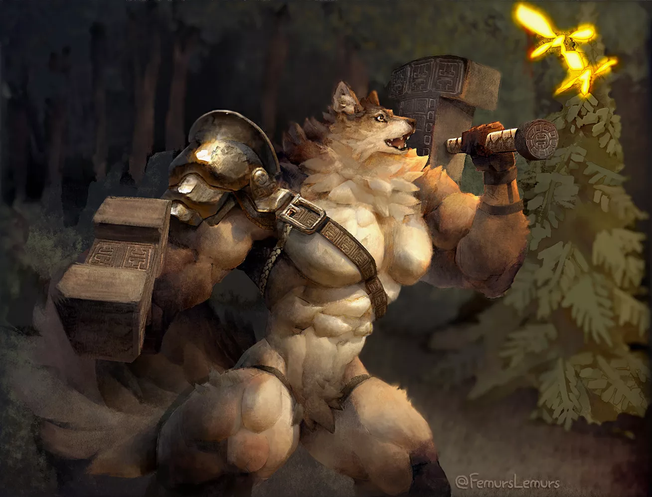 Wolf with hammers 🐺 (Art by me @femurslemurs)
