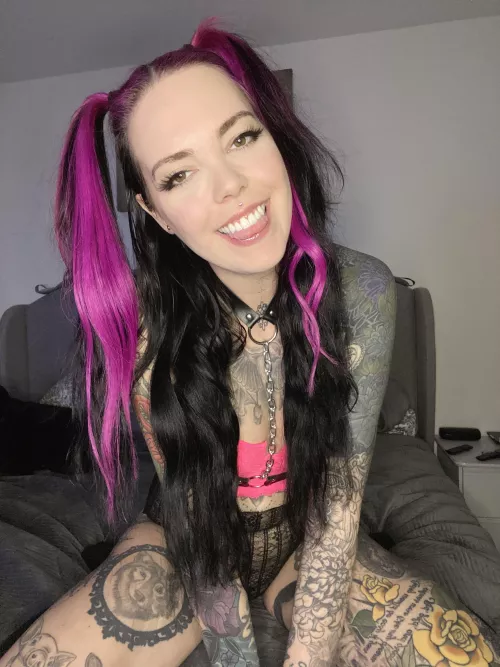 Just a happy lil tattooed doll ready to play