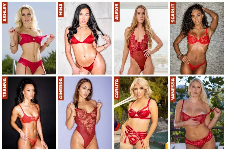 Ladies in Red - [Ashley Fires] vs [Mina Monet] vs [Alexis Crystal] vs [Scarlit Scandal] vs [Teanna Trump] vs [Ginebra Bellucci] vs [Carlita Ray] vs [Vanessa Cage]