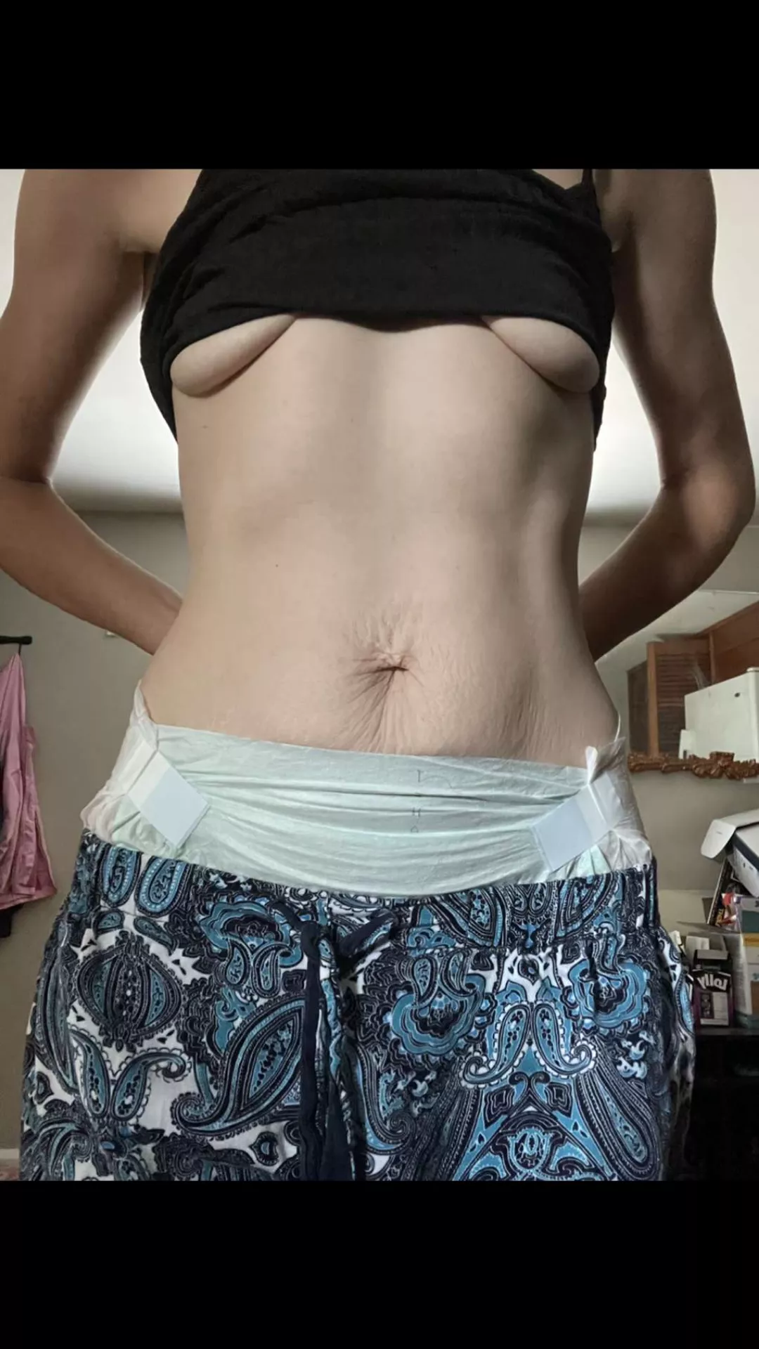 princess leaked in her pull up yesterday! time to dry a diapey instead 😊