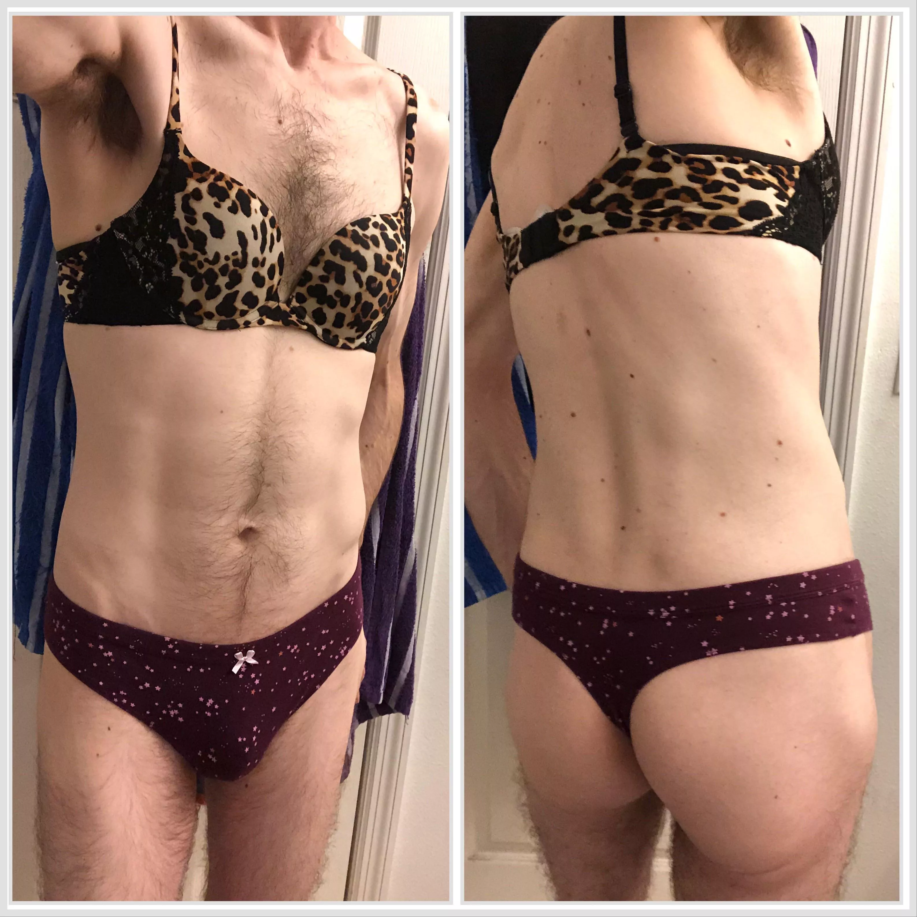 Stripping down after dressing up.