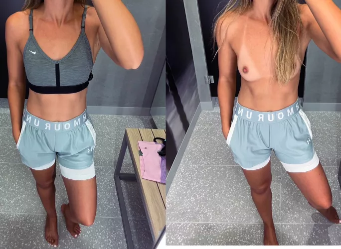 What you see and the guys at the gym don't... my petite blonde hot body