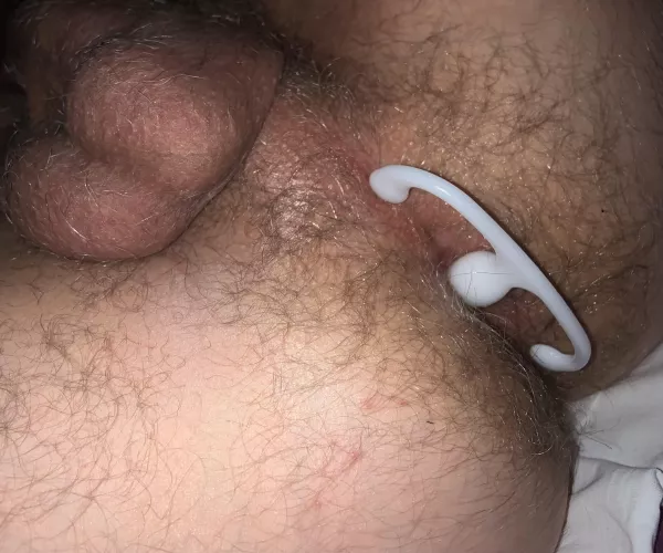 hairy ass enjoying a toy