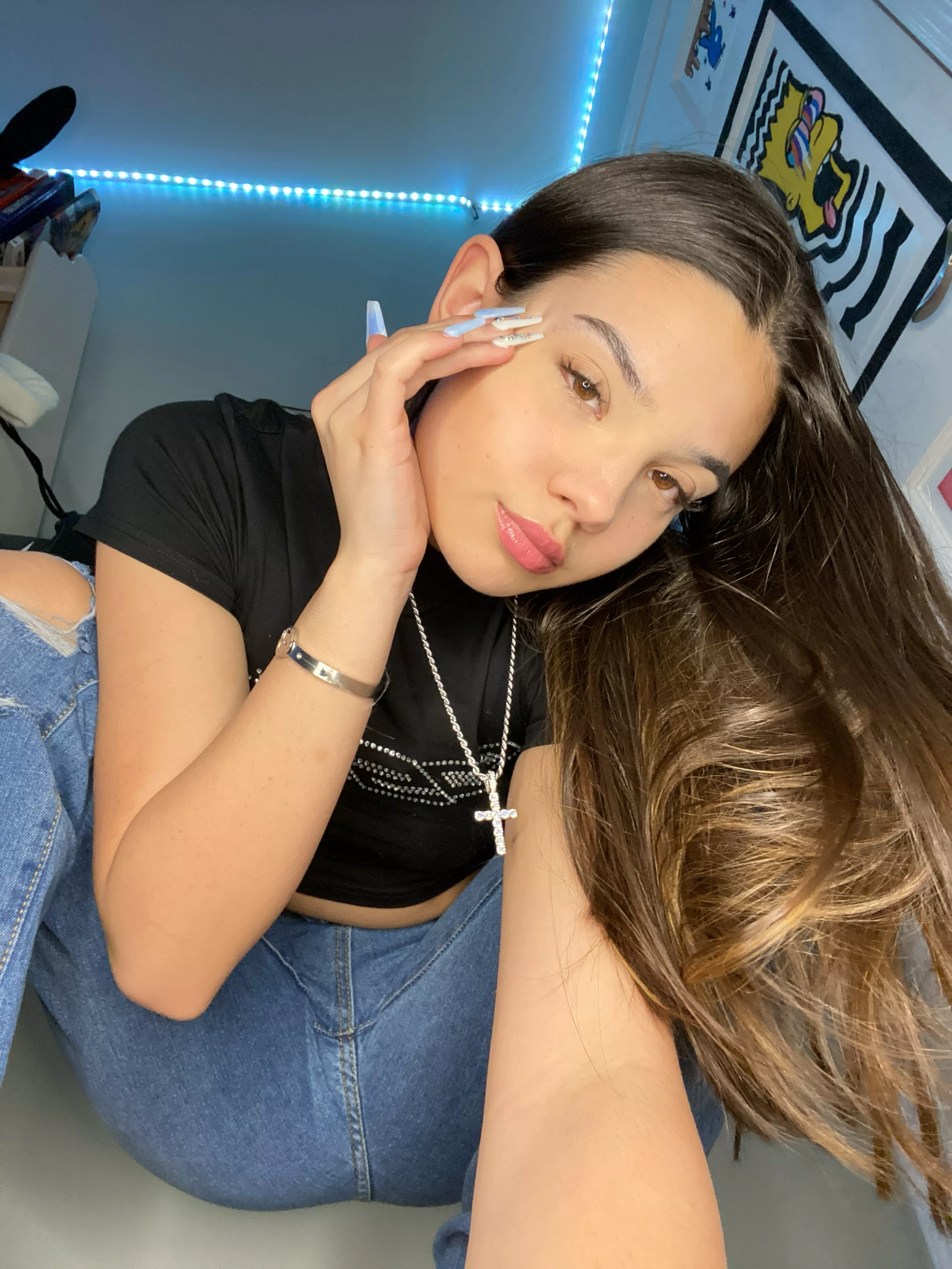 Let me keep this pose but maybe you could take my jeans off