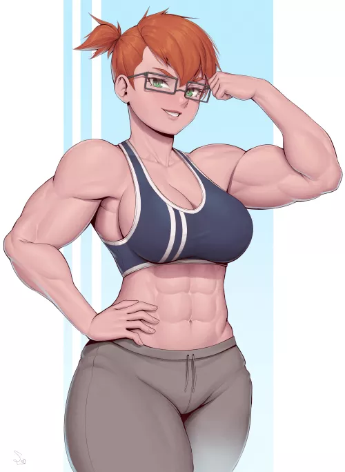 Muscular girl with glasses [Artist: SpeedL00ver]