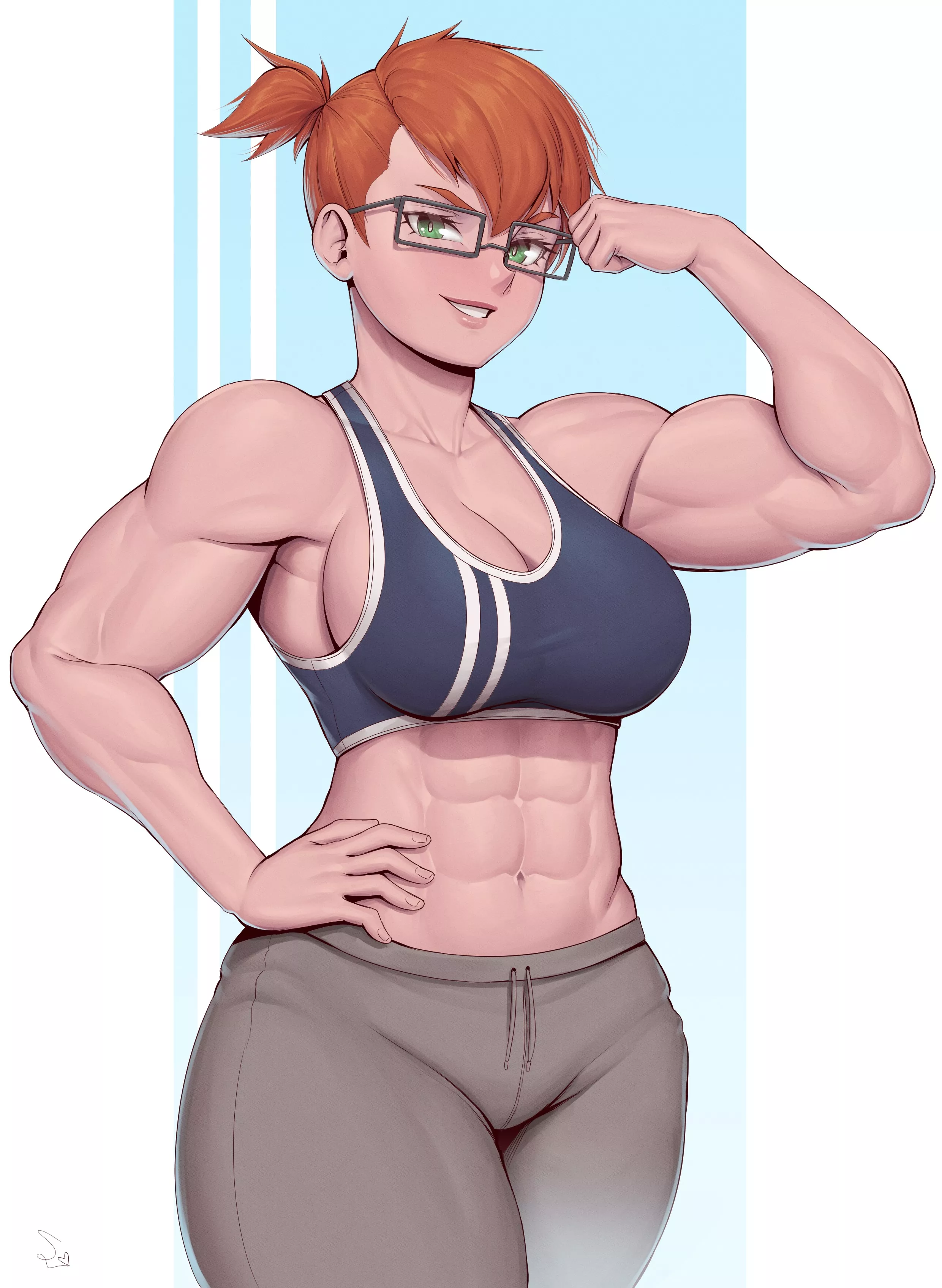 Muscular girl with glasses [Artist: SpeedL00ver]