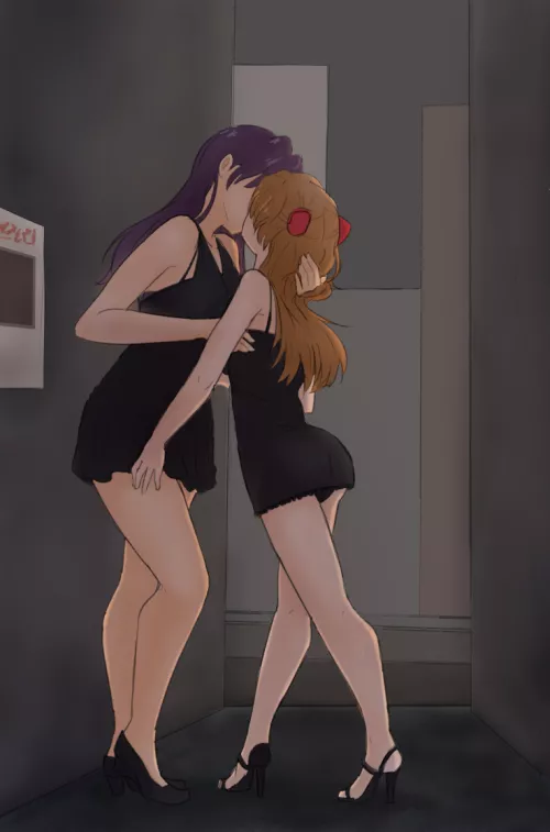 Asuka and Misato in the hallway (By Hiwonoafu) [evangelion]