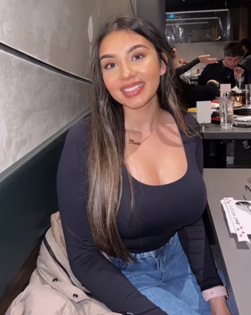 Busty at the dinner table