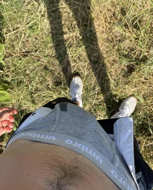Leaking in my boxers in the park 😈 DM me if you want them 💦