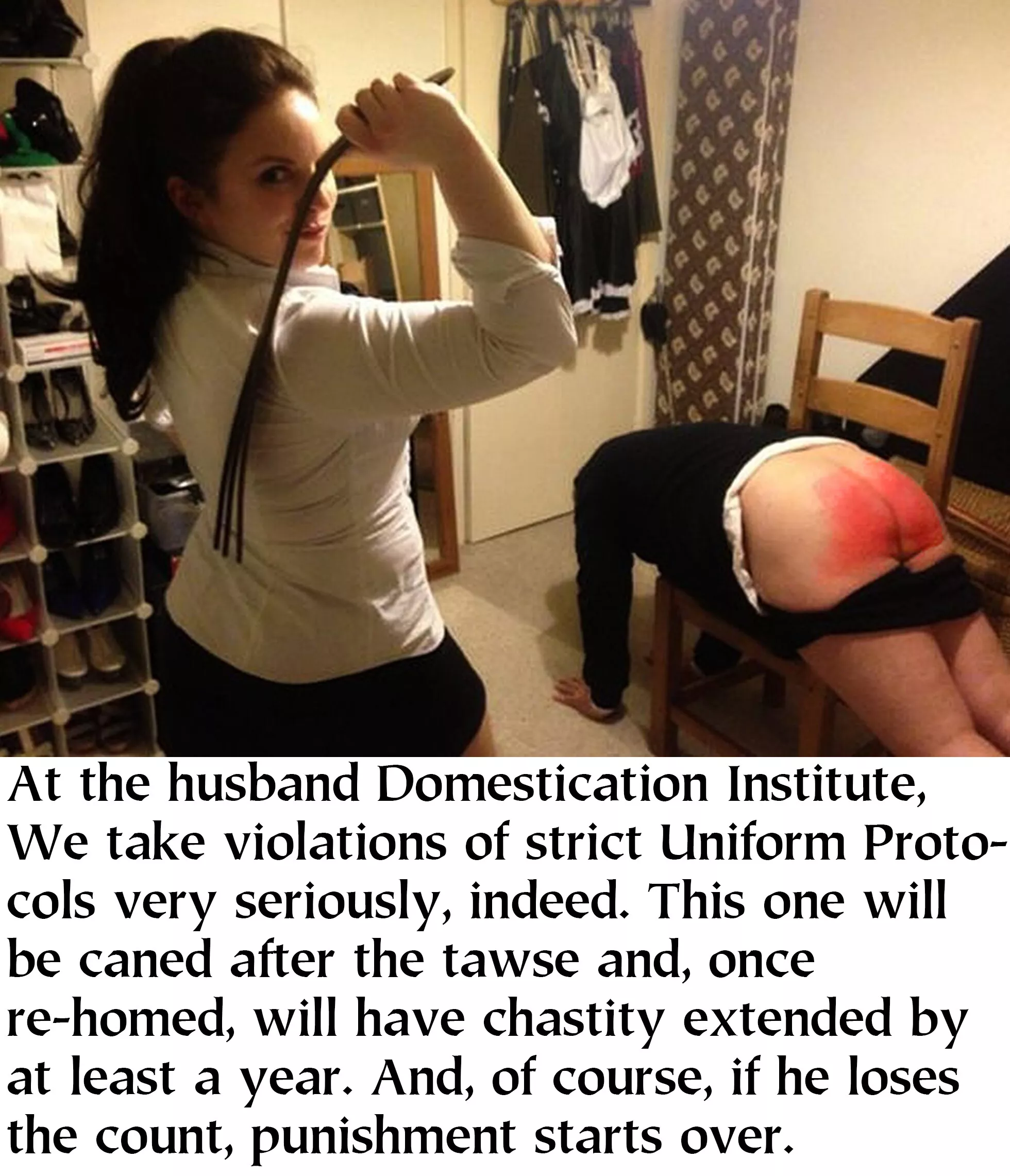 Most do lose count, sometimes several times. And, since chastity extension is a part of the punishment, some remain in the Institute's cage for quite a number of years.