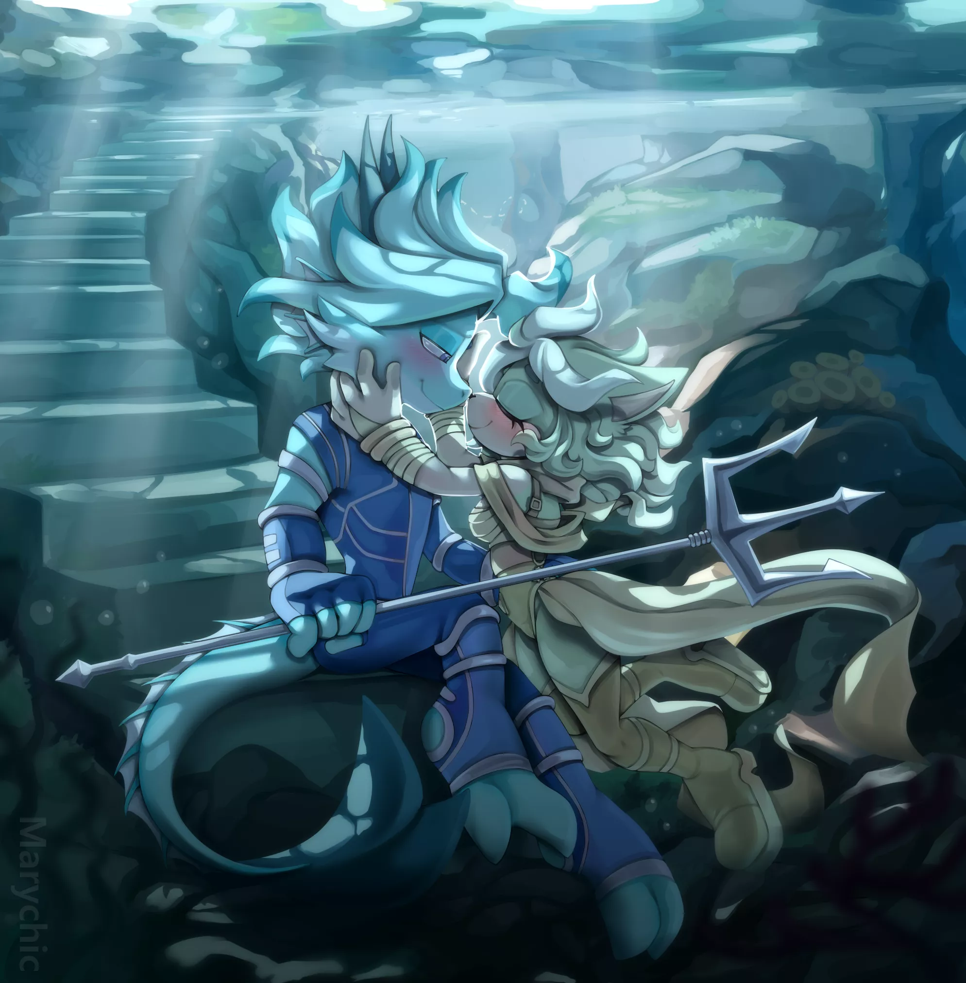 NEW BIG COMMISSION DONE!!! This time is a san valentin commission of this cute sonic FC couple underwater x33 I hope you guys like it <3 (Art made by Marychic3908)