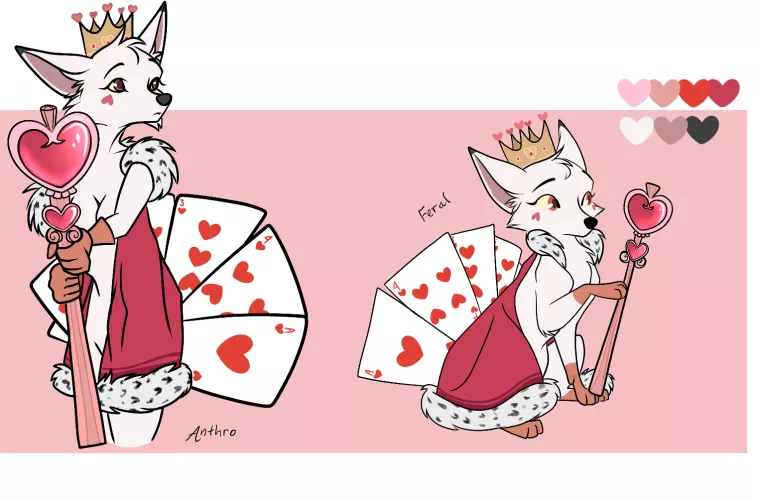 Queen of Hearts Kitsune - Offer to Adopt (Art and Design by Me!)