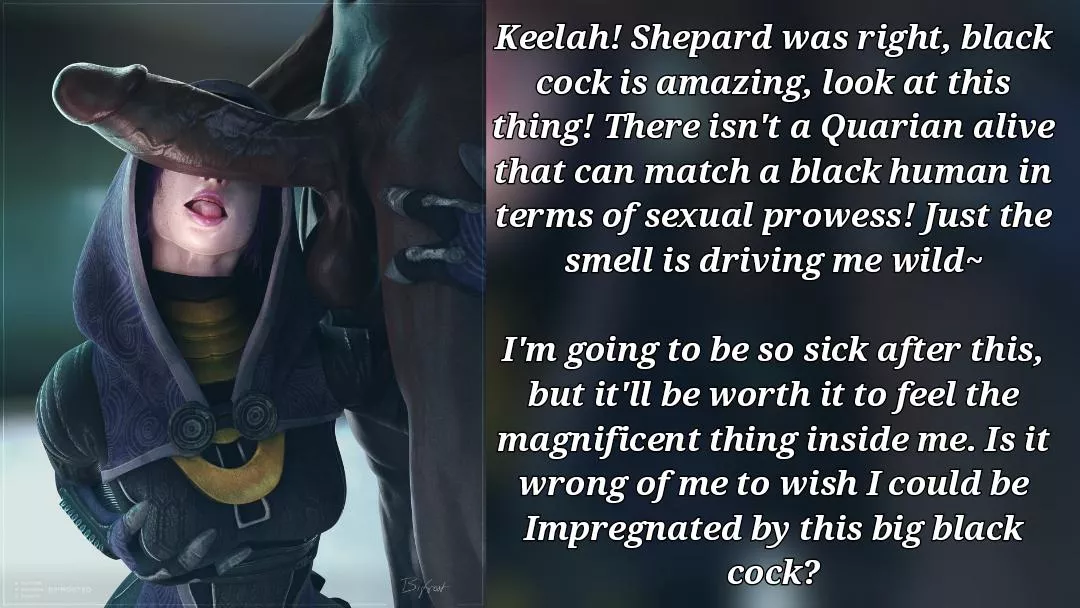 Tali's first black cock. [Artist: Bifrost3d] [BBC] [Mass effect] [penis awe] [interspecies]