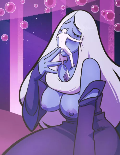 Blue diamond with a human