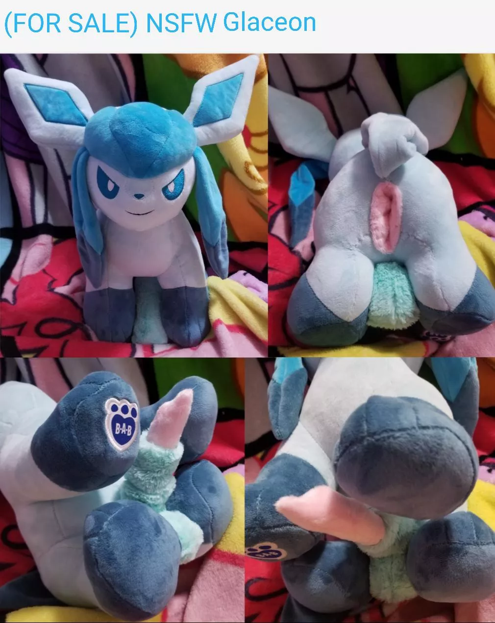 (FOR SALE) NSFW fuckable feral male Pokemon Eeveelution Glaceon with useable anus plus canine penis, sheath and balls [m] (Furrysale)