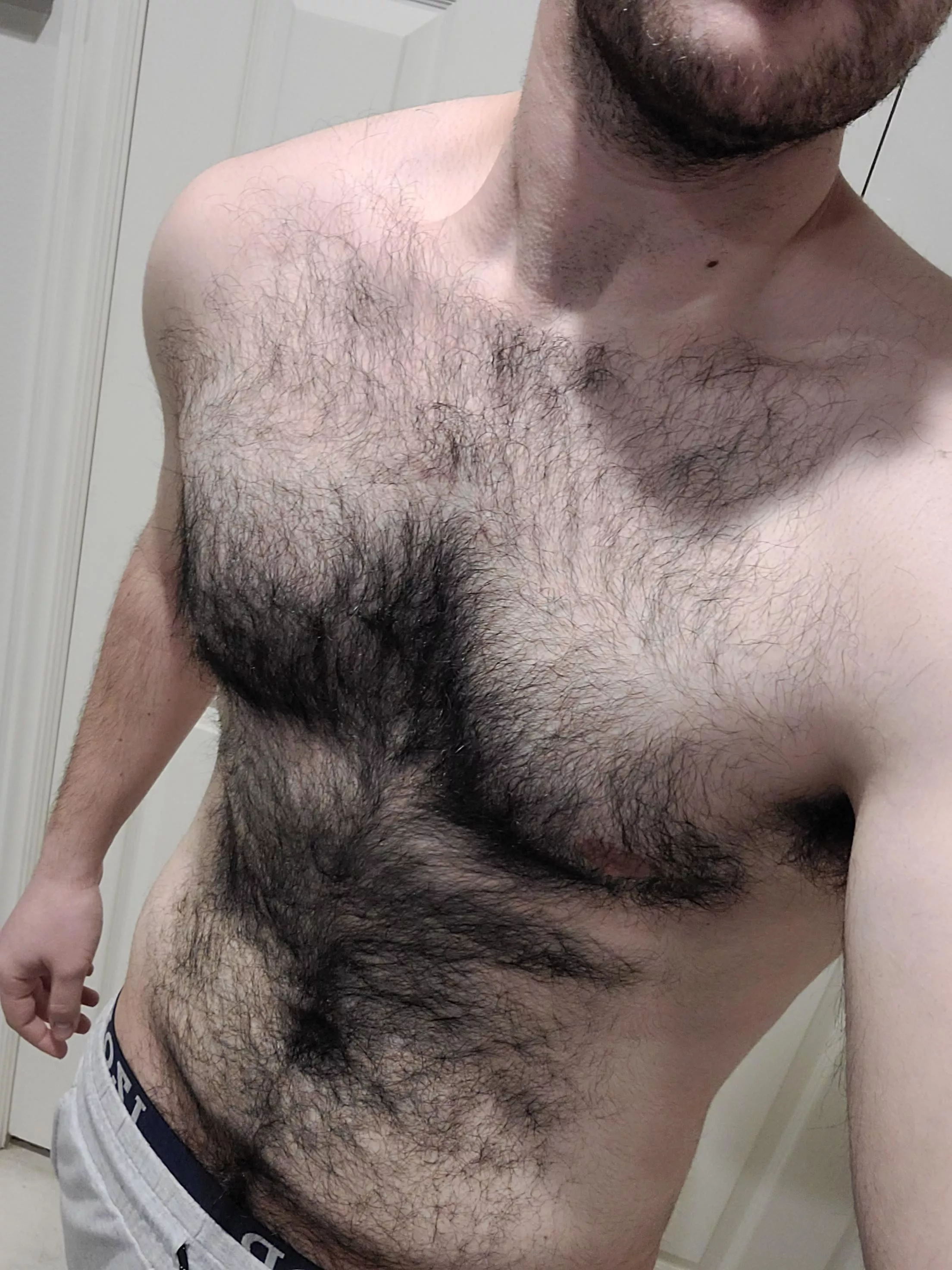 Is your pussy dripping from imagining your sensitive nipples caressing my chest hair while you ride me? Chat me, I don't bite 😏