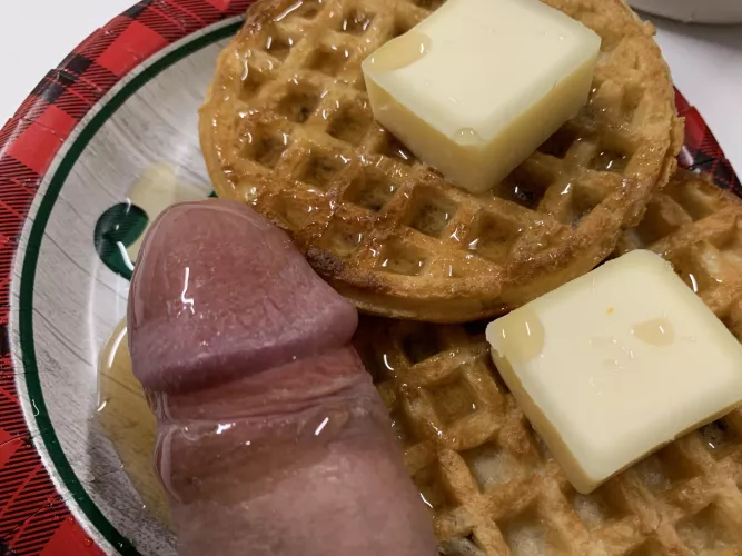 (oc) Waffles with a side of sausage