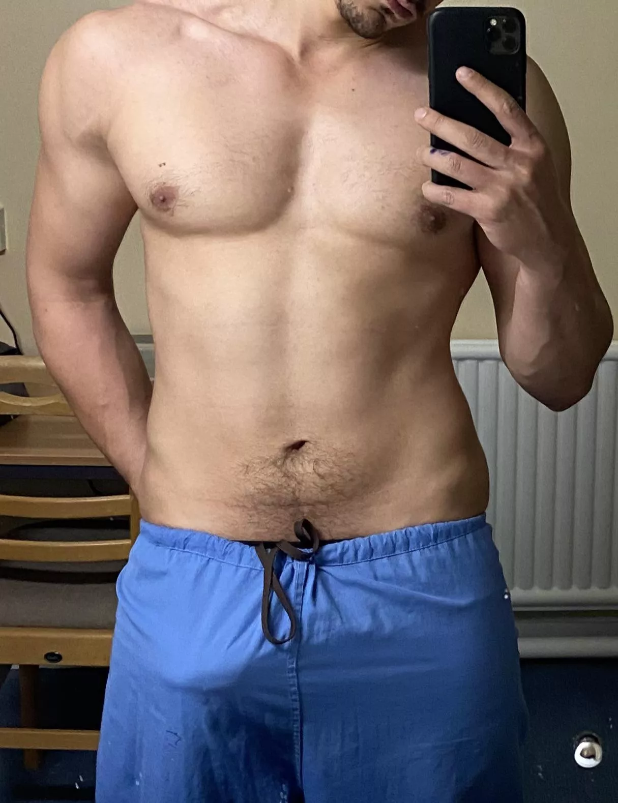 post graveyard shift scrub wood