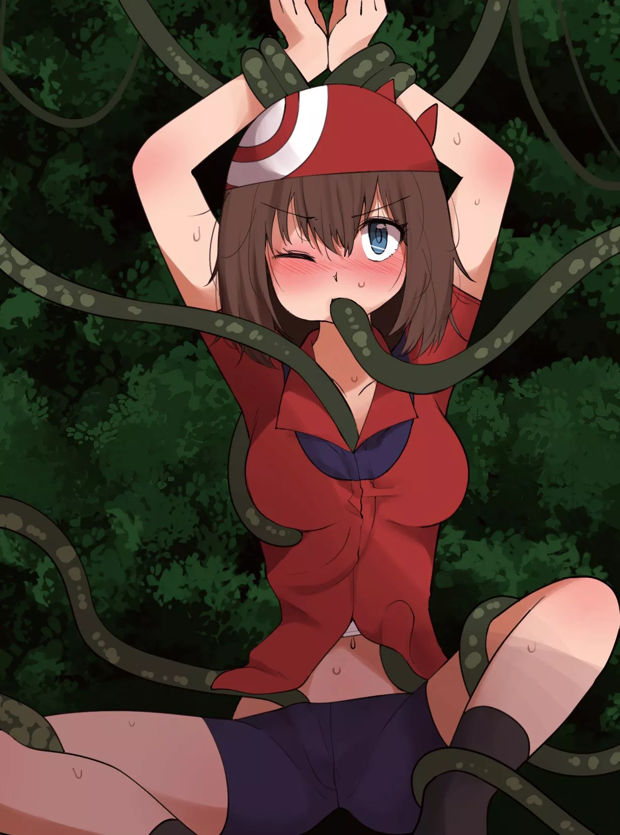 She's only taking one weak pokemon with her to that dangerous forest. Maybe she wanted to be defeated and thoroughly used all along (momiGillust)