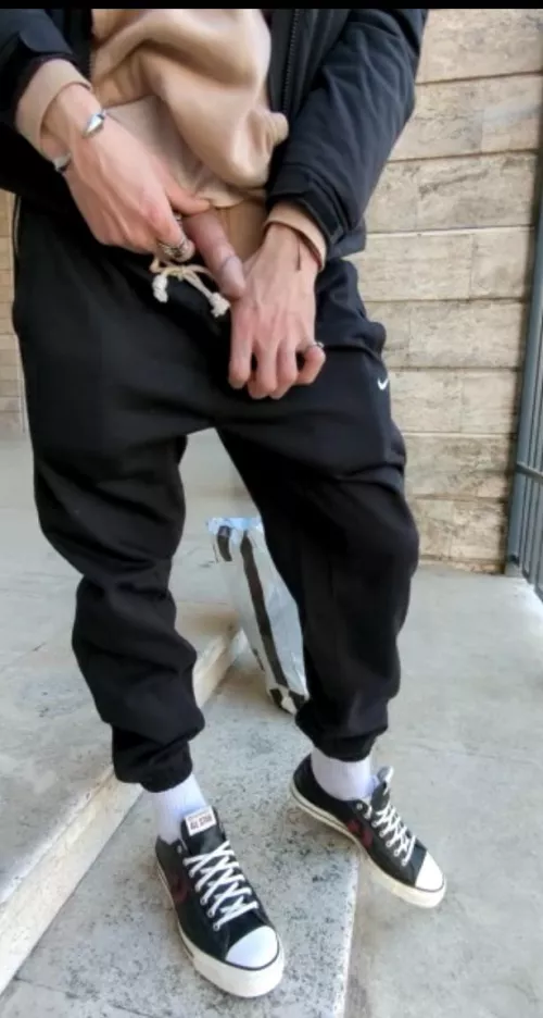 Showing my dick in public after buying a new pair of converse 👟
