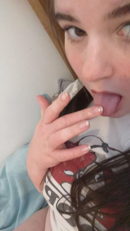 Wetting my finger for some rubbing