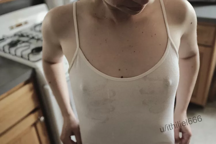 who needs a towel when you have a white tanktop