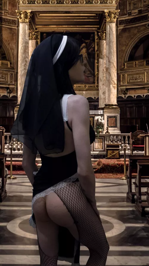 Another pic in the nun outfit, only BG edited