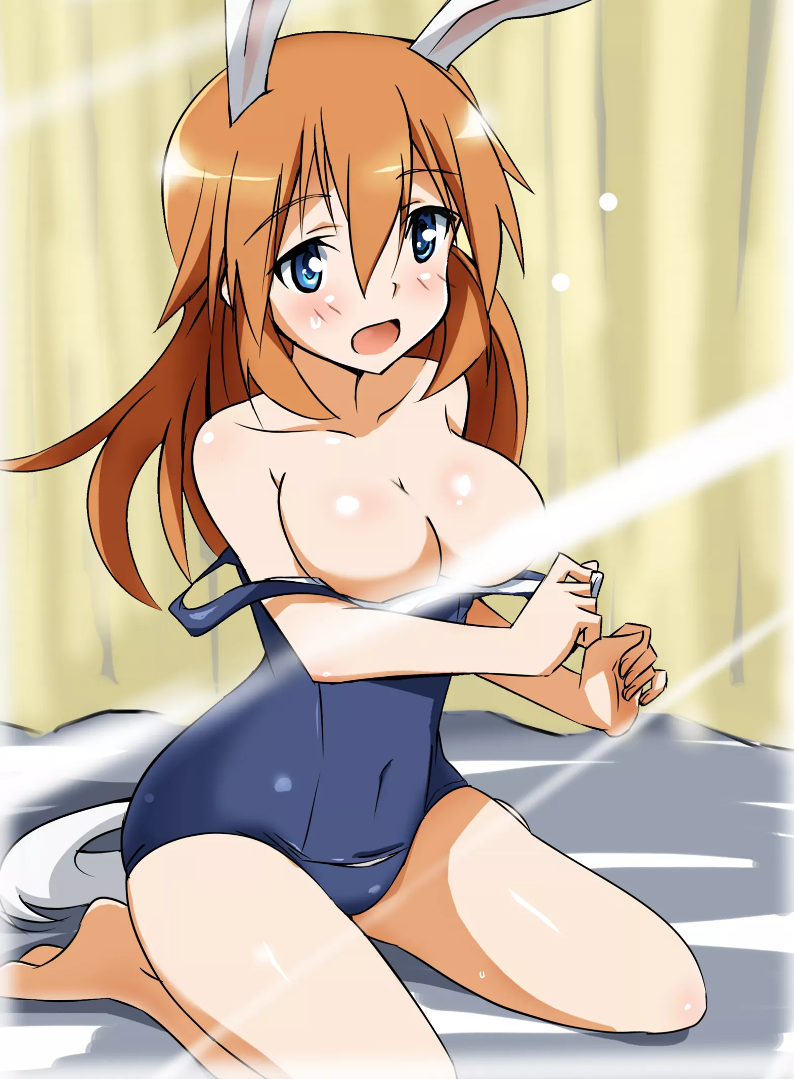 Charlotte E. Yeager Show Off her Boobs in School Swimsuit [Strike Witches]