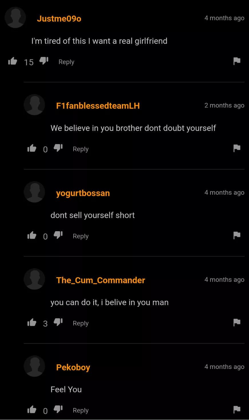 lonely comment and supportive replies