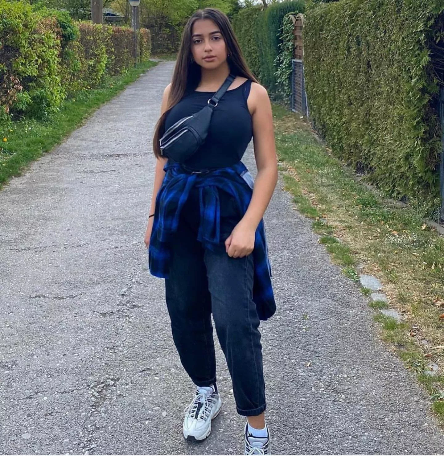 Tries to cover it with the bag